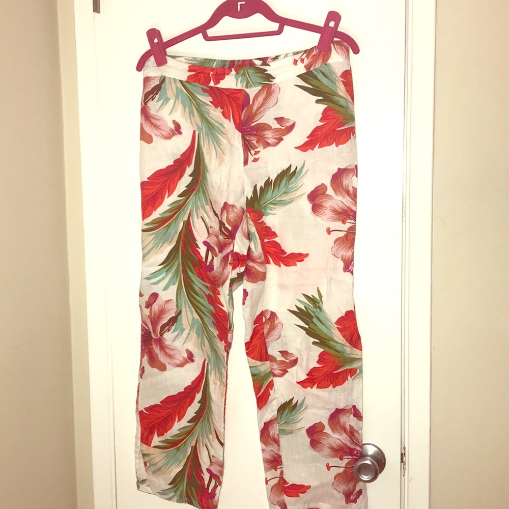 Linen beach pants, elastic waist